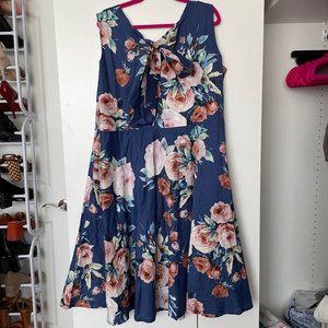 Manon Baptiste Women's Blue Sleeveless Floral Dress Size 50